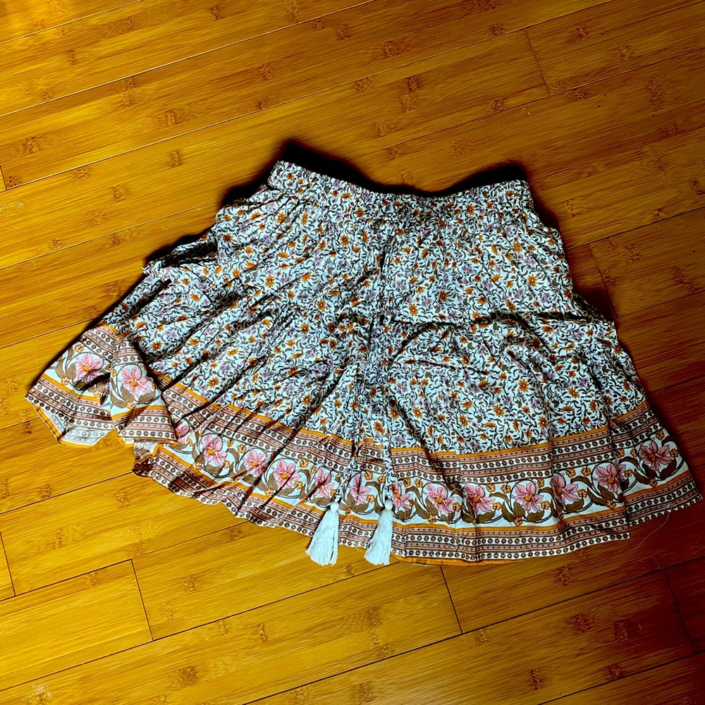 FORE floral ruffle mini skirt